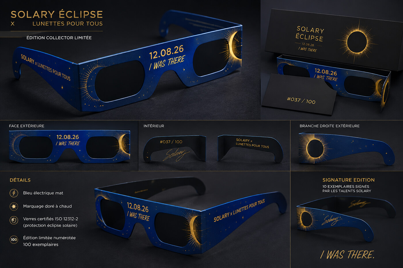 Paire de lunettes collector d'éclipse co-brandée Solary Éclipse x Lunettes Pour Tous